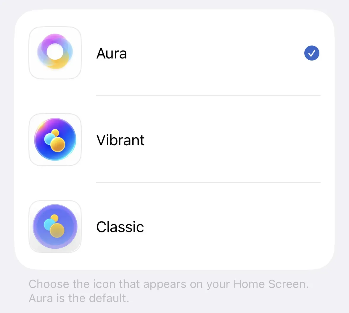 Three eDots app icon choices on iPhone